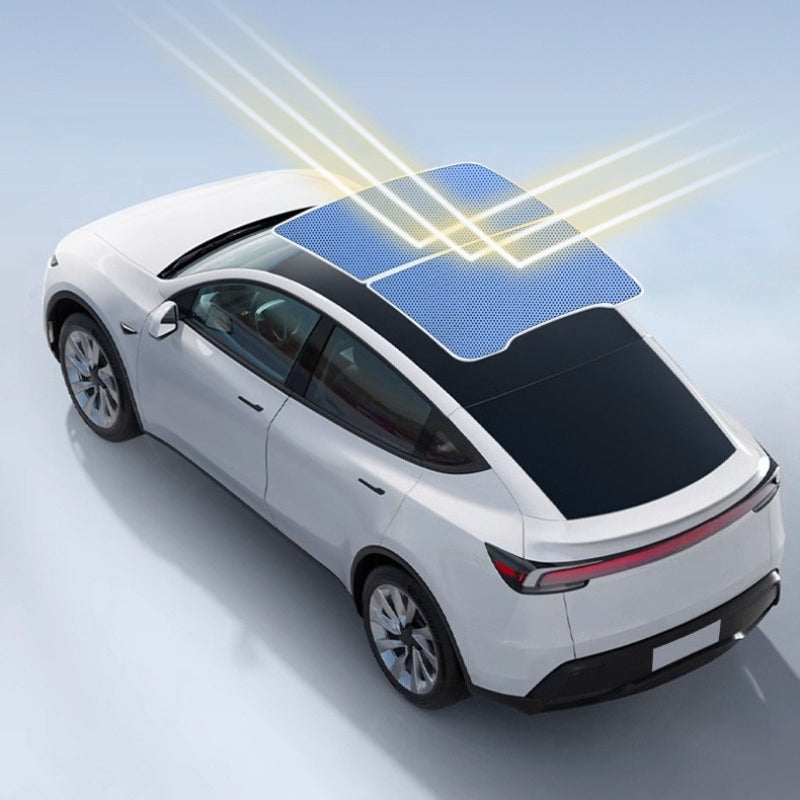 [Aisen] Glass Roof Sunshade Skylight Heat Protector for Tesla Model Y Juniper 2026+ UV Block (Ice Crystal Carbon Nano-Coating, 2-Piece Split Design)