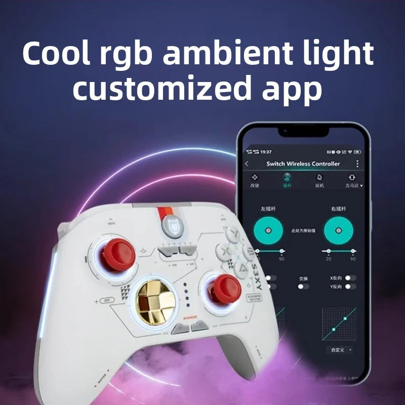 [Aisen] Wireless Bluetooth Gamepad Gaming Controller for Tesla Model Y 3 X S Multi-Platform Switch (Premium Anti-Slip ABS, 1-Pack with USB Receiver)