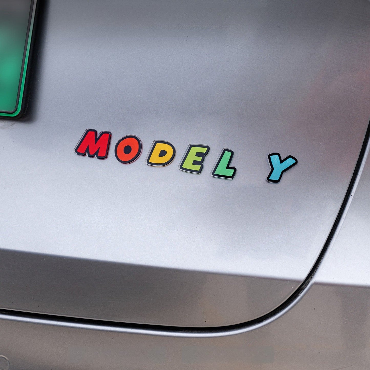 [Aisen] 3D Cartoon Letter Emblem for Tesla Model 3 & Model Y Trunk (Premium Weatherproof Polymer, Colorful Car Tail Badge)