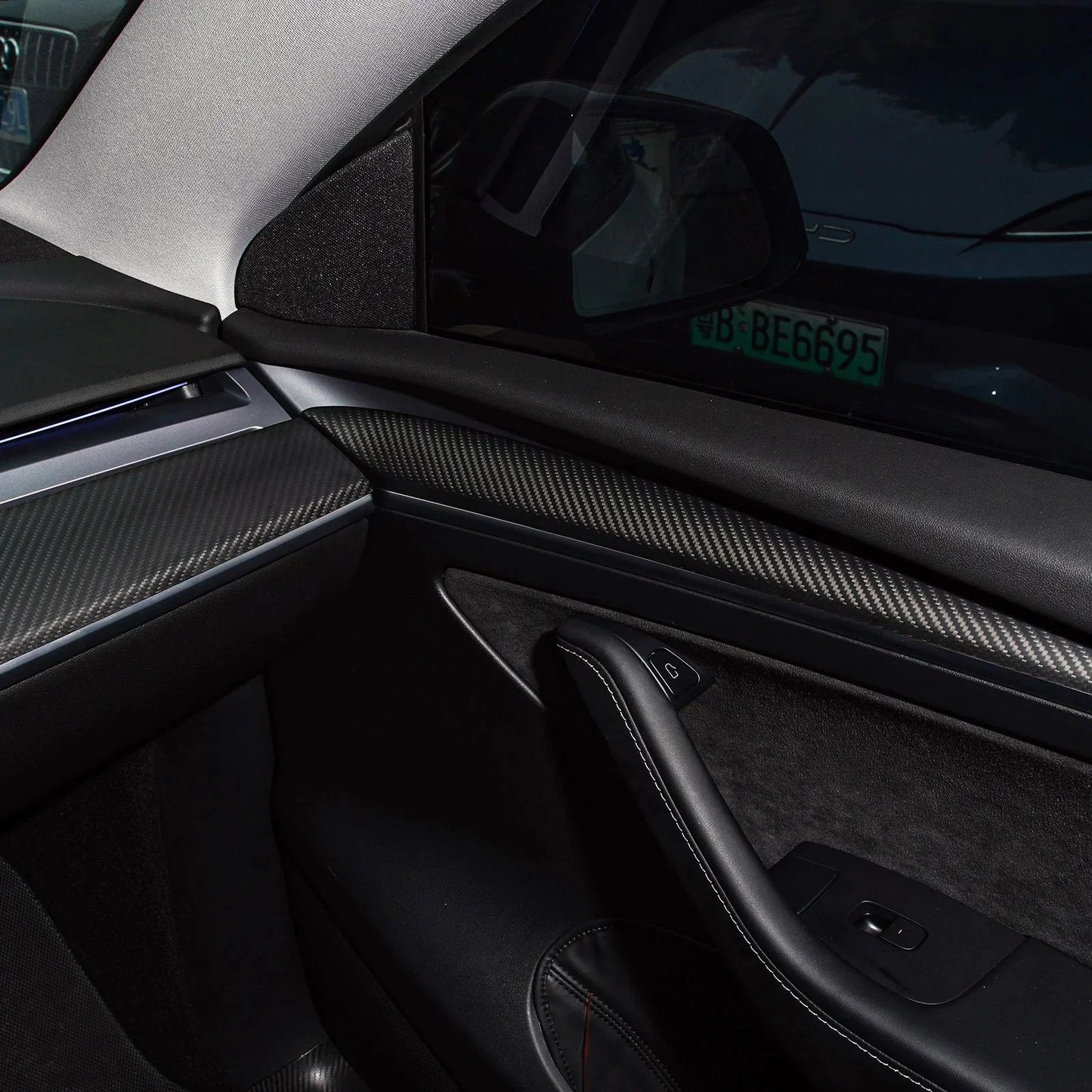 [Aisen] Dashboard & Door Panel Interior Trim Covers for Tesla Model 3 Model Y 2021-2023 Real Dry Carbon Fiber (Matte/Gloss, 3-Piece Set)