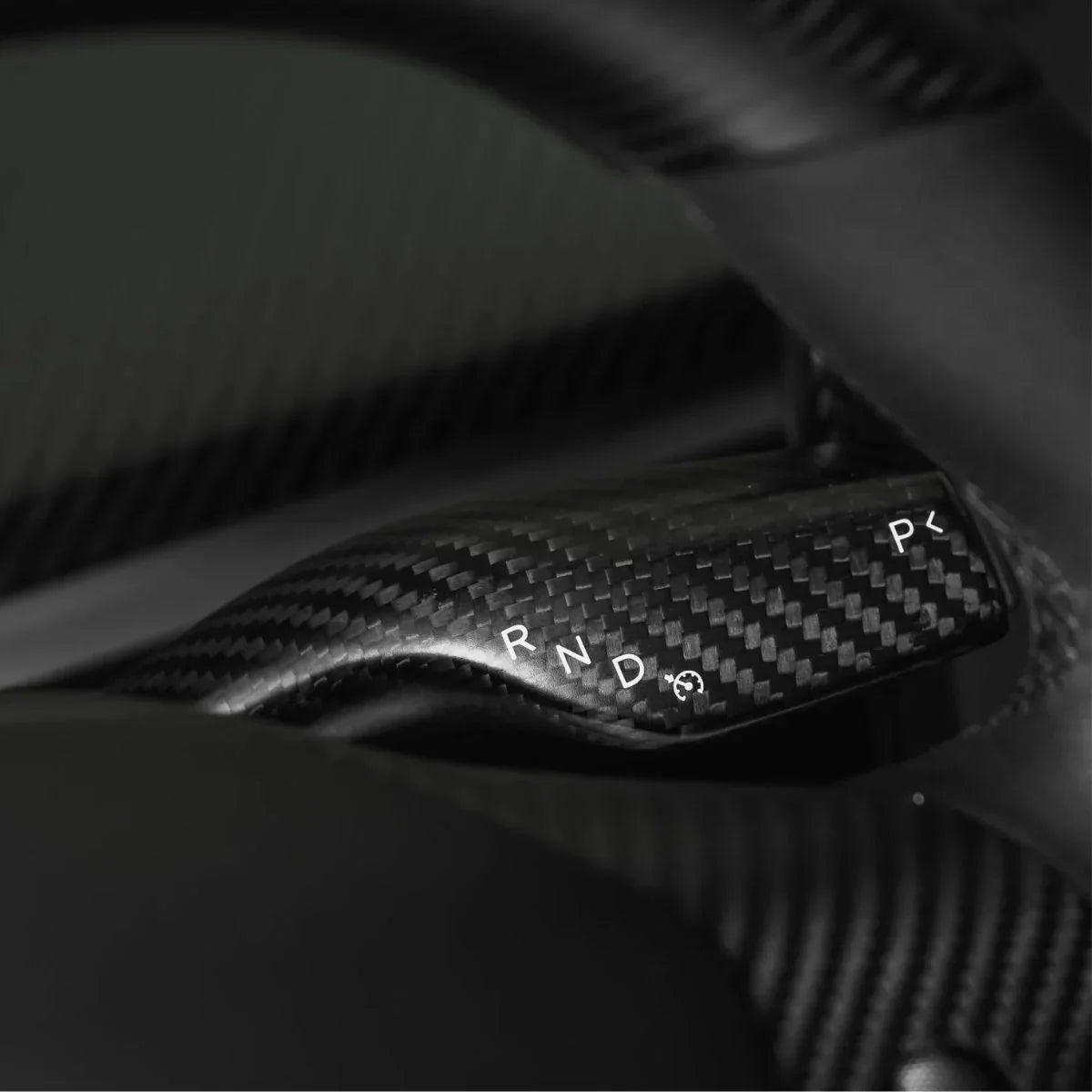 [Aisen] Steering Column Shift Lever Stalk Covers Caps for Tesla Model Y Model 3 2021-2023  (Premium Real Dry Carbon Fiber, Turn Signal Wiper 2-Piece Set)