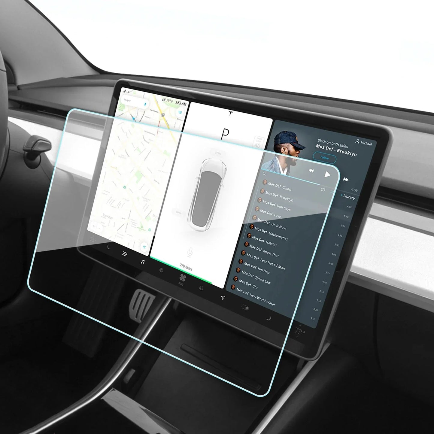 [Aisen] for Tesla Model Y Model 3 2017-2023 HD Screen Protector Tempered Glass Anti-Fingerprint Scratch Resistant Central Control Display Film