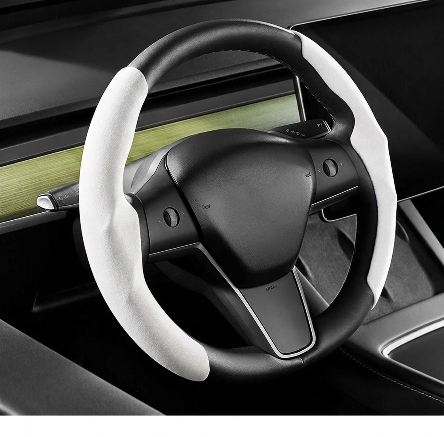 [Aisen] Steering Cockpit Grip Shield Breathable Suede Chassis Wrap for Tesla New Architecture (Ultra-Thin Wear-Resistant Micro-Suede, Laser-Cut 1-Piece Set)