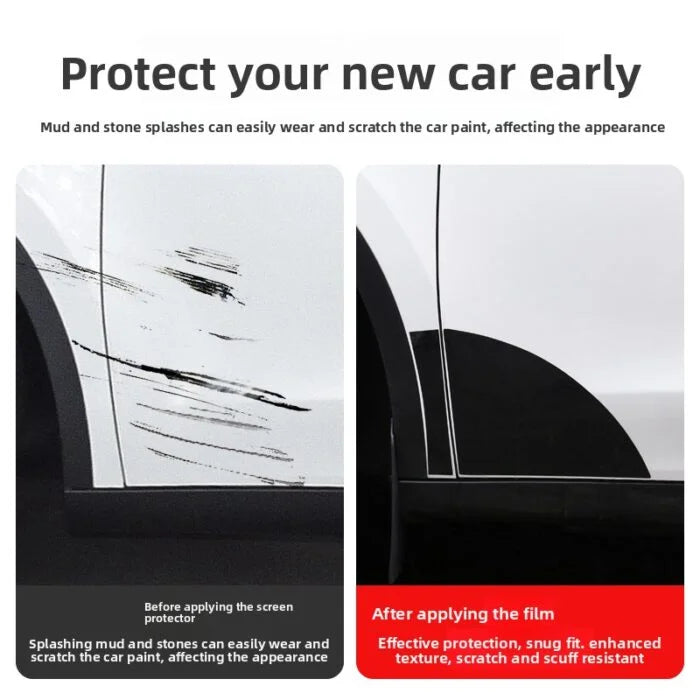 [Aisen] Rear Door Paint Protection Film PPF Anti-Scuff Splash Guard for Tesla Model Y Juniper YL  (Self-Healing Clear TPU, Left & Right 2-Piece Kit)