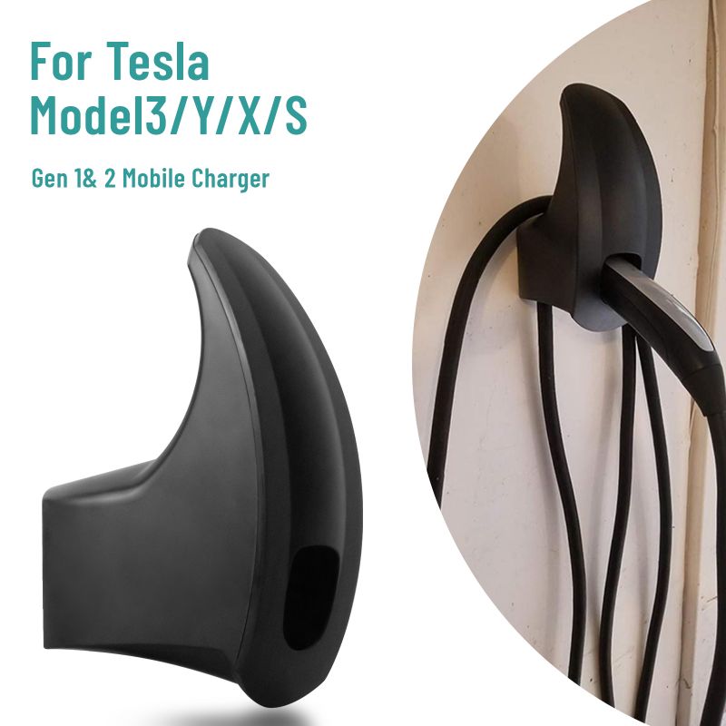 Tesla charger holder wall-mounted in garage