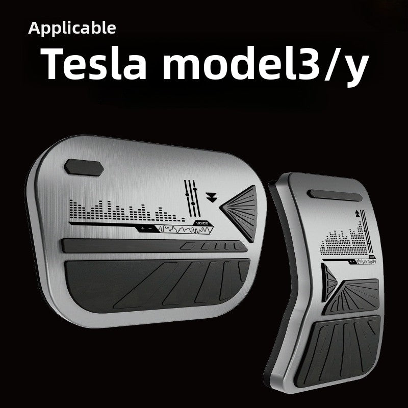 [Aisen] Aluminum Pedal Covers for Tesla Model 3 Highland 2024 2025 2026 Anti-Slip Accelerator Brake Pads (Metal Silver, 2-Pack)