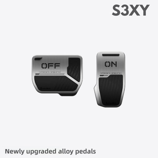 Haloblk Aluminum Pedal Covers for Tesla Model 3 Highland Model Y Juniper  Non-Slip Accelerator Brake Pads (Metal Silver, 2-Pack)