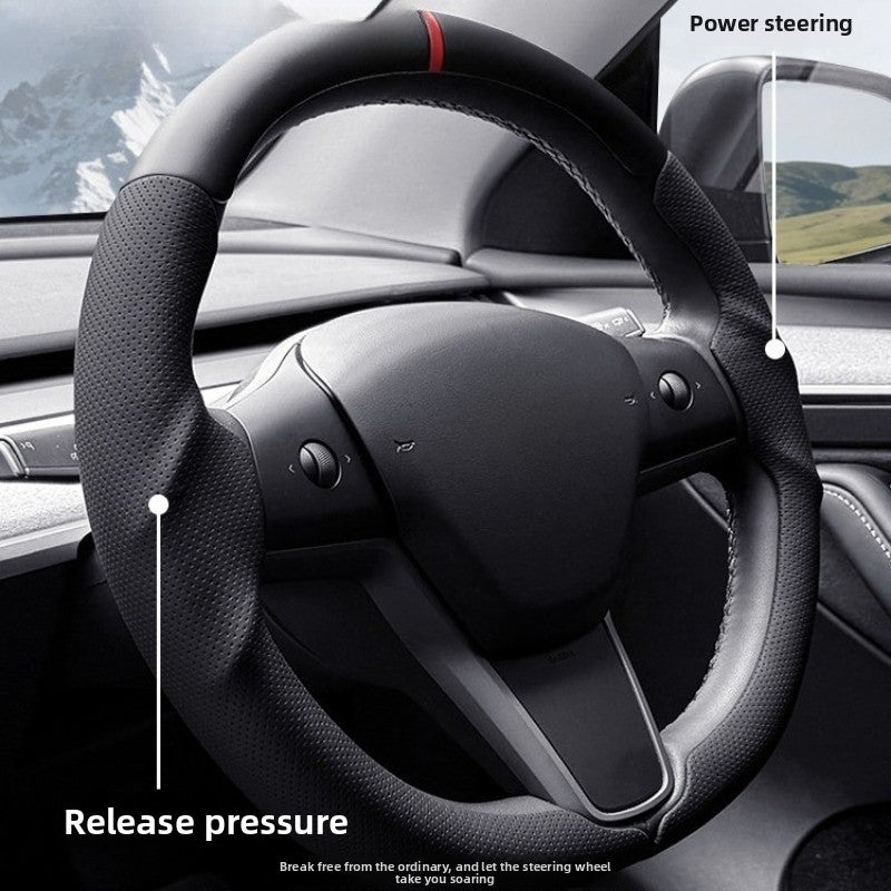 [Aisen] 3-Piece Segmented Steering Wheel Cover Ultra-Thin Anti-Slip Steering Grip for Tesla Model 3 Model Y 2017-2026