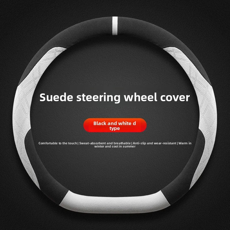 [Aisen] Winter Warm Steering Wheel Cover for Tesla Model Y Juniper & Model 3 Highland Premium Plush Anti-Slip Protector (Black)