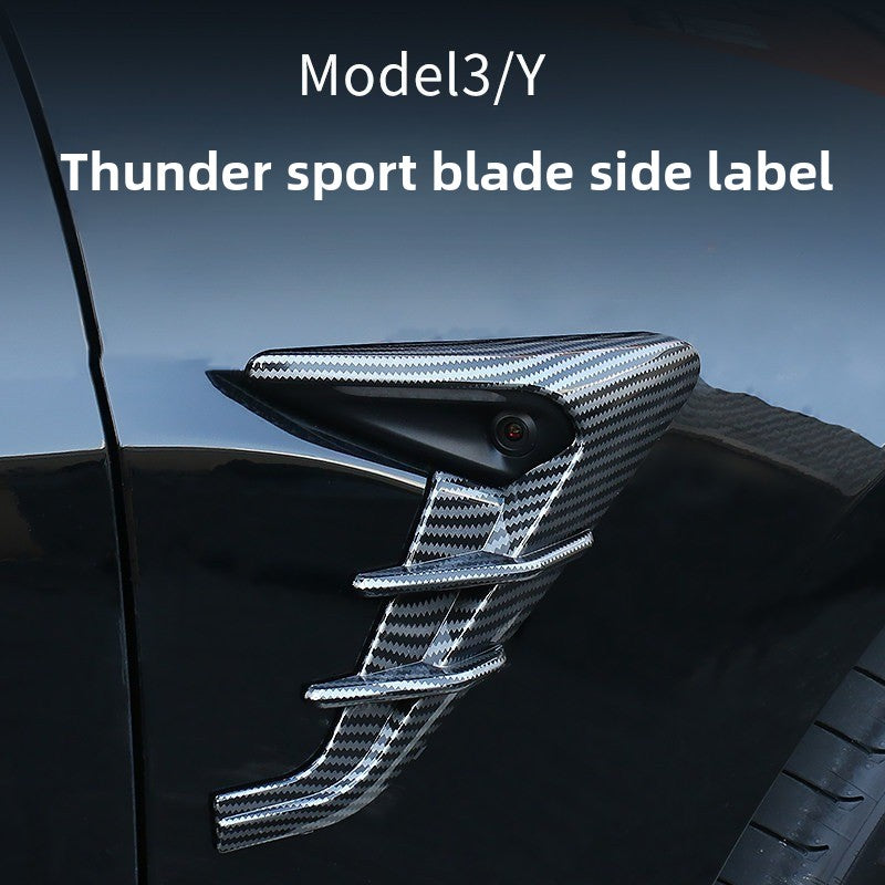[Aisen] Fender Side Camera Cover Cap Turn Signal Indicator Trim for Tesla Model Y Model 3 2021-2024 (Premium High-Impact ABS, Matte Black 2-Piece Set)