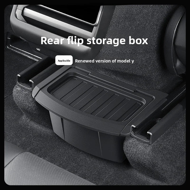 [Aisen] Center Console Armrest Organizer Rear Seat Hidden Storage Box for Tesla Model Y Juniper 2025+ (Premium Shockproof Silicone, Anti-Rattle 1-Pack)
