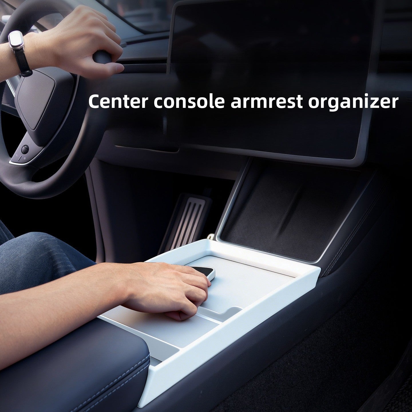[Aisen] Silicone Center Console Armrest Organizer for Tesla Model Y Juniper & Model 3 Highland (Premium Flexible Silicone)