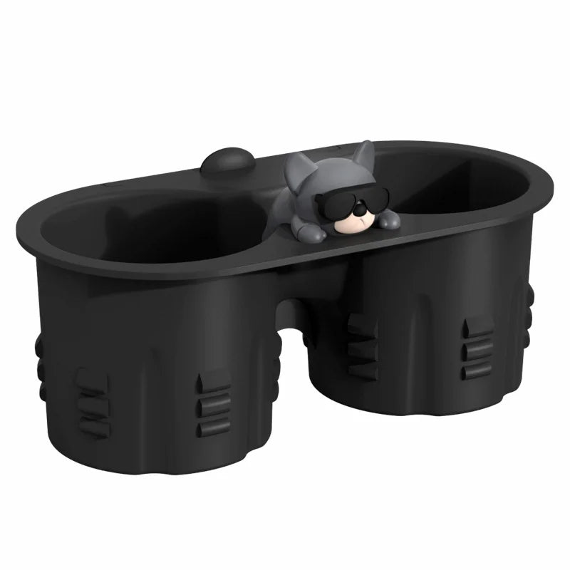 [Aisen] Chic Cartoon Center Console Cup Holder Insert Slot Stabilizer Limiter for Tesla Model Y Model 3 (Premium Shockproof Silicone, Anti-Rattle 1-Pack)