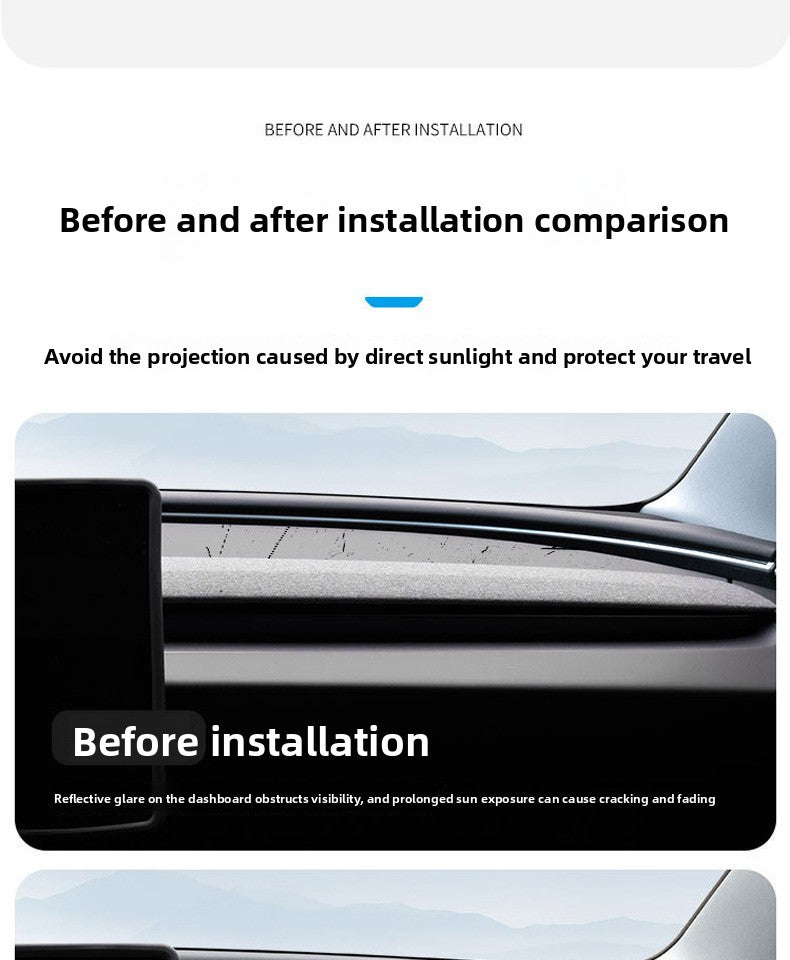 [Aisen] Dashboard Mat Pad Cover Anti-Glare Sun Shade for Tesla Model 3 Highland Model Y Juniper (Premium Alcantara-Texture Suede, LHD & RHD Universal 1-Pack)