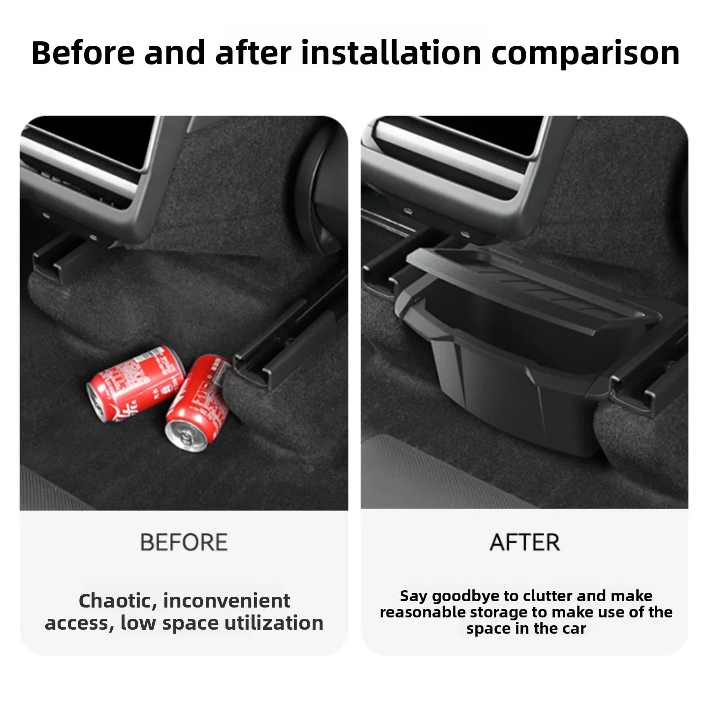 [Aisen] Center Console Armrest Organizer Rear Seat Hidden Storage Box for Tesla Model Y Juniper 2025+ (Premium Shockproof Silicone, Anti-Rattle 1-Pack)