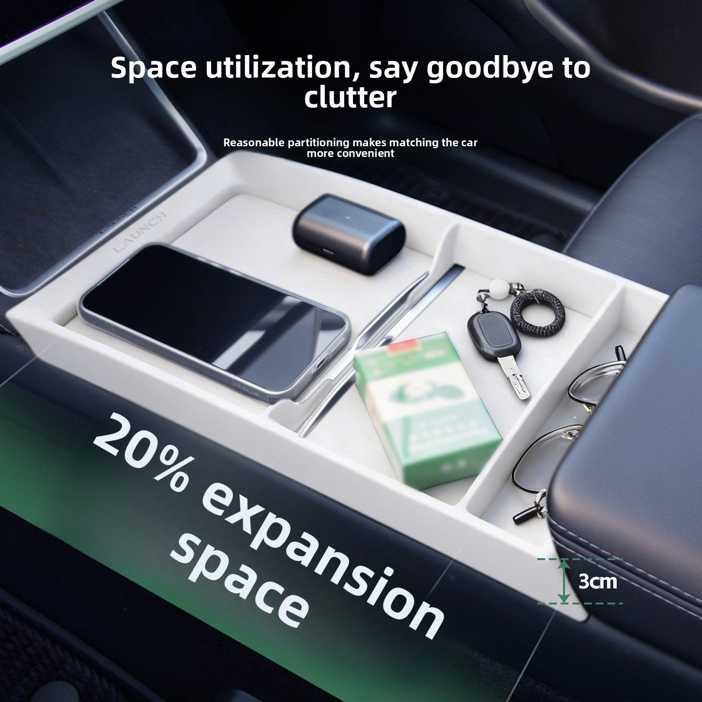 [Aisen] Silicone Center Console Armrest Organizer for Tesla Model Y Juniper & Model 3 Highland (Premium Flexible Silicone)