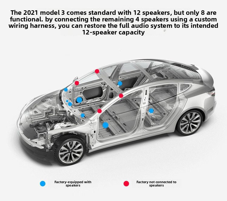 [Aisen] DIY Audio Speaker Activation Harness for Tesla Model 3 2021-2022 (Premium OFC Copper, Plug & Play Sound Upgrade)