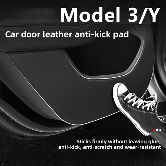 [Aisen] Door Anti-Kick Guard Protection Panel Kit for Tesla Model 3 Highland Model Y Juniper (Premium Alcantara-Texture Suede, 4-Piece Full Set)