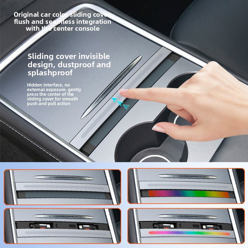 [Aisen] Retractable USB Hub Car Charger for Tesla Model 3 Model Y 2021 2022 2023 Fast Charging Center Console Docking Station