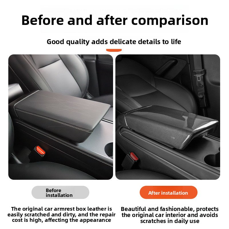 [Aisen] Center Console Armrest Box Lid Cover Protector Trim for Tesla Model 3 Highland Model Y Juniper 2024–2026+ (Premium Anti-Scratch ABS, 1-Piece Shell)