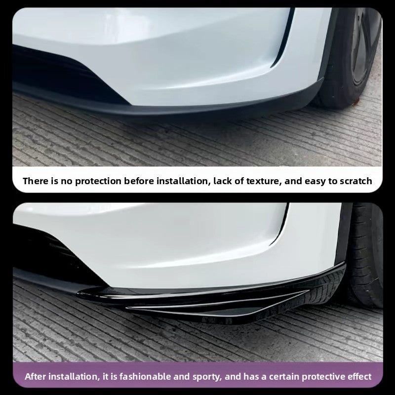 [Aisen] Front Bumper Protector Lip Corner Guard Anti-Scratch Bumper Winglet Spoiler for Tesla Model 3 Highland Model Y Juniper （Premium Luxury High-Toughness Automotive ABS 2-Piece Set）