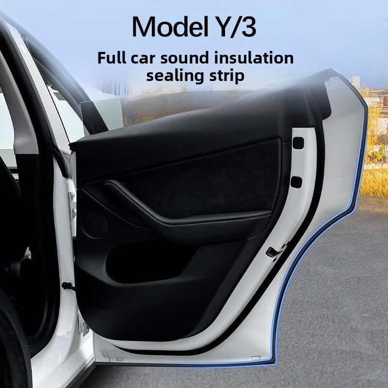[Aisen] Full Car Noise Reduction Sealing Strip Kit Weatherstripping Rubber Soundproof Seals for Tesla Model Y Model 3 2021-2024 (Premium EPDM Weatherproof Hollow Rubber, Complete Multi-Piece Set)