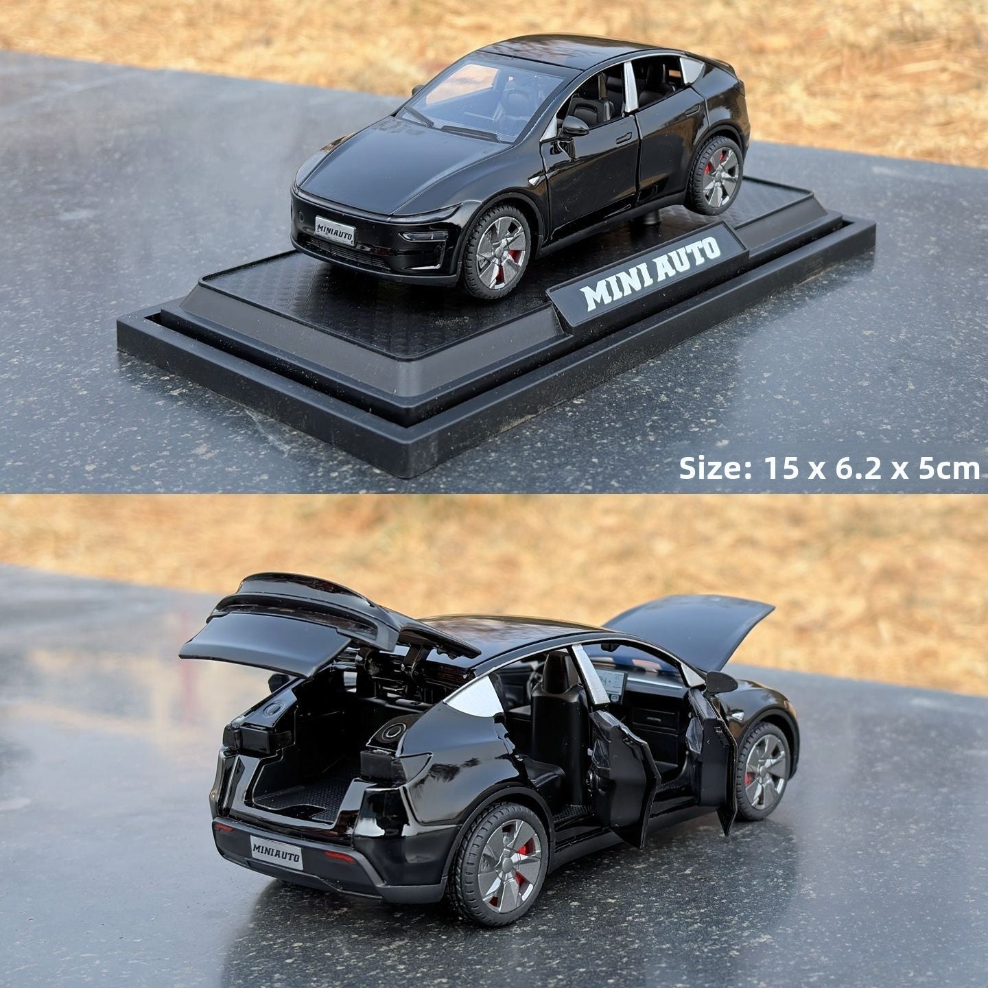 [Aisen] Diecast Metal Toy Car Model Collectible Miniature Vehicle for Tesla Model Y Juniper (Premium Diecast Zinc Alloy & High-Impact Polymer, 1:32 Scale Sound & Light 1PCS)