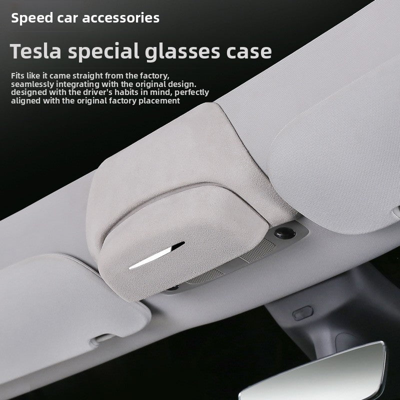 [Aisen] Roof Sunglasses Holder Case for Tesla Model Y Juniper 2025 2026 Premium Suede Glasses Storage Box