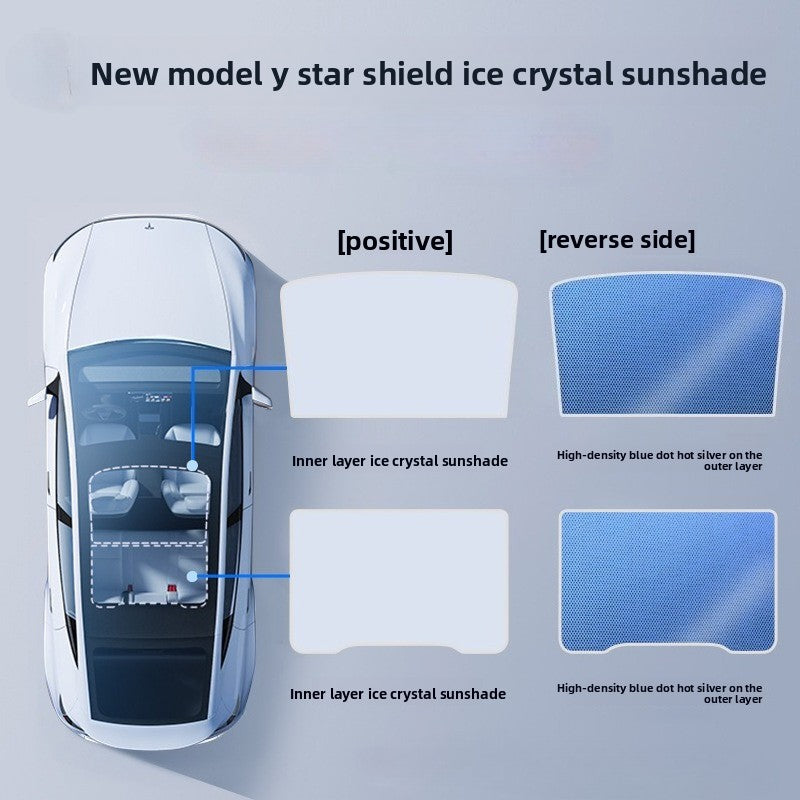 [Aisen] Glass Roof Sunshade Skylight Heat Protector for Tesla Model Y Juniper 2026+ UV Block (Ice Crystal Carbon Nano-Coating, 2-Piece Split Design)