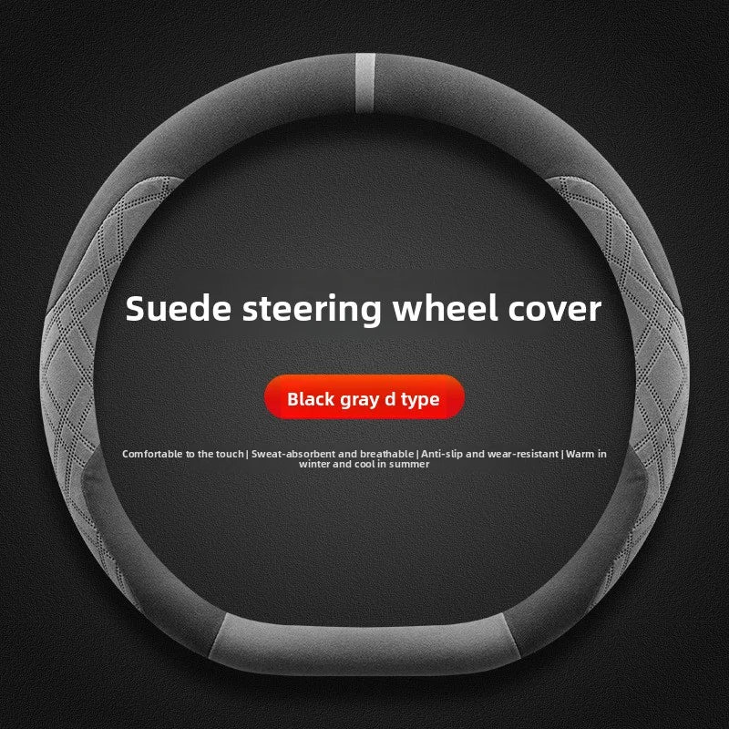 [Aisen] Winter Warm Steering Wheel Cover for Tesla Model Y Juniper & Model 3 Highland Premium Plush Anti-Slip Protector (Black)