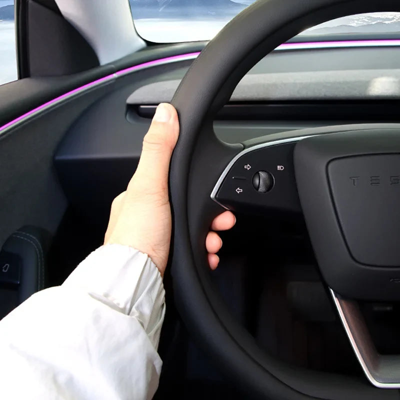 [Aisen] YL Custom-Fit Steering Wheel Cover Performance Leather Grip Cover for Tesla Model Y Juniper Model 3 Highland