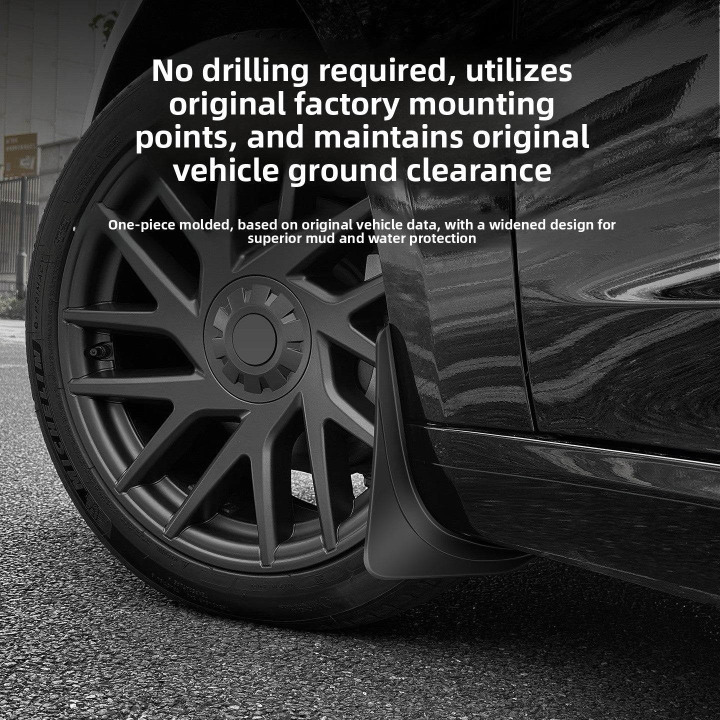 [Aisen] No-Drilling Mud Flaps Splash Guards Kit for Tesla Model 3 Highland Model Y Juniper YL (Premium Flexible TPE, 4-Piece Full Set)
