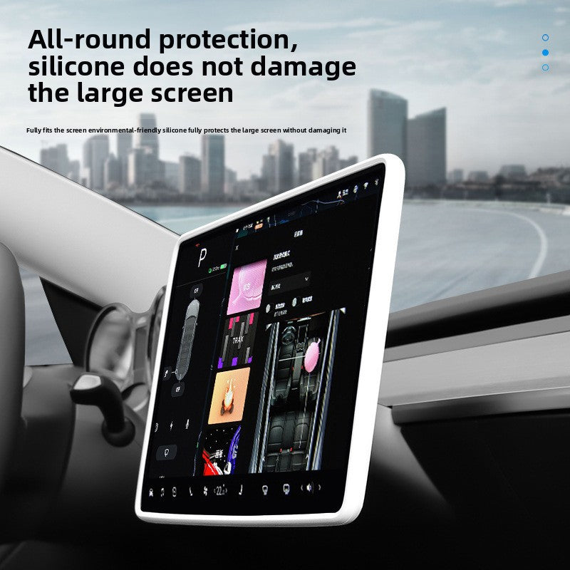 [Aisen] Center Console Screen Protector Frame Display Edge Guard Sleeve for Tesla Model Y Model 3 2021-2025 (Premium Shockproof Flexible Silicone, 15.4-Inch 1-Pack)