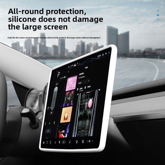 [Aisen] Center Console Screen Protector Frame Display Edge Guard Sleeve for Tesla Model Y Model 3 2021-2025 (Premium Shockproof Flexible Silicone, 15.4-Inch 1-Pack)
