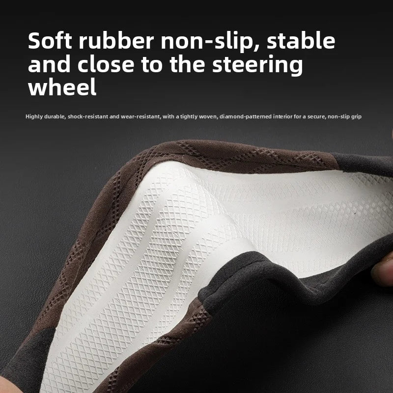 [Aisen] Winter Warm Steering Wheel Cover for Tesla Model Y Juniper & Model 3 Highland Premium Plush Anti-Slip Protector (Black)