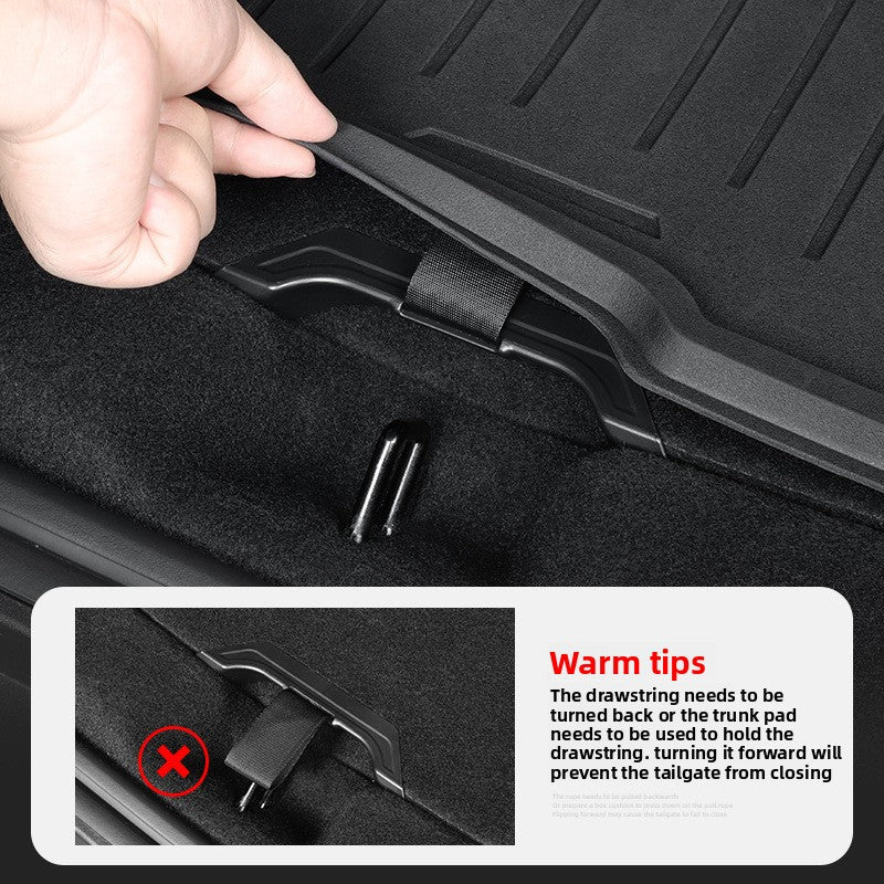 [Aisen] Trunk Floor Board Pull Handle Strap for Tesla Model Juniper 2025+ (Premium Ergonomic Lower Cargo Lifter, Matte Black 2PC)
