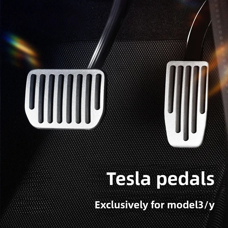 [Aisen] Performance Aluminum Pedal Covers for Tesla Model 3 Highland & Model Y Juniper (Premium Anti-Slip Foot Pedal Pads, Metallic Silver 2PCS)