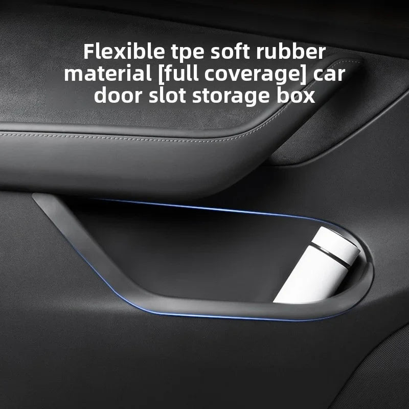 [Aisen] Door Armrest Storage Box Side Door Slot Pocket Organizer for Tesla Model Y  Model 3 2021-2026 (Premium Shockproof Silicone, Waterproof 4-Piece Set)