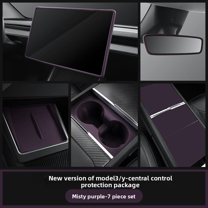 [Aisen] Haze Raspberry Purple Silicone Wireless Charger Mat for Tesla Model Y Juniper & Model 3 Highland (Premium Liquid Silicone, Anti-Slip Dust Protector)