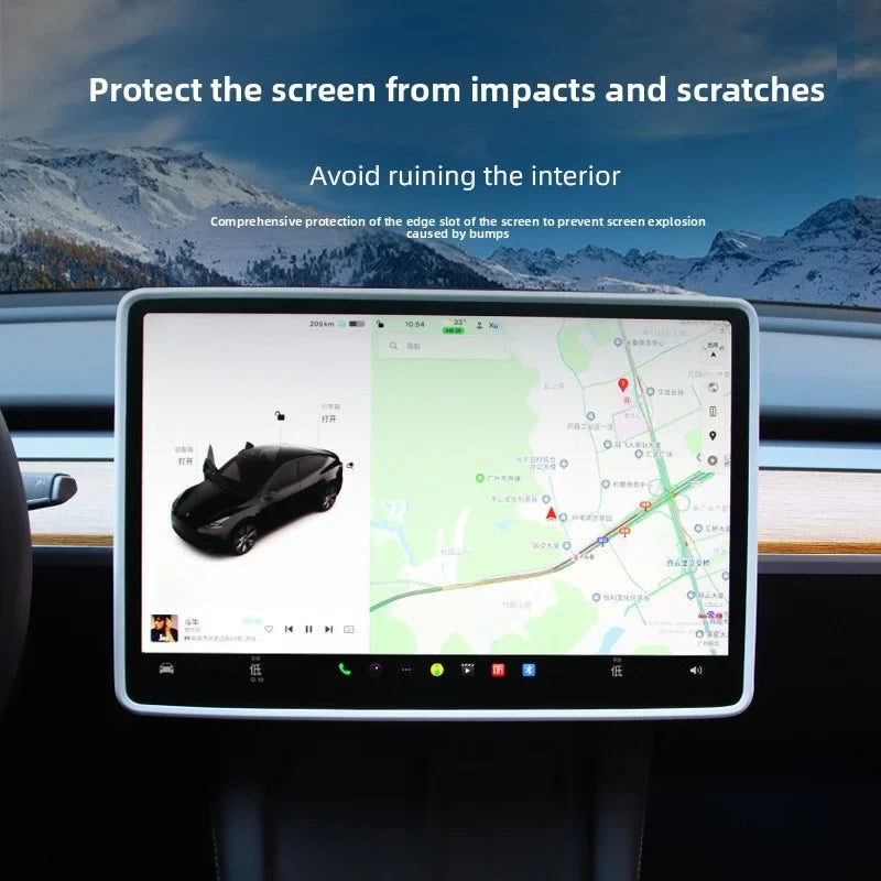 [Aisen] Silicone Navigation Screen Protector Frame for Tesla Model Y Juniper & Model 3 Highland (Premium Flexible Silicone)