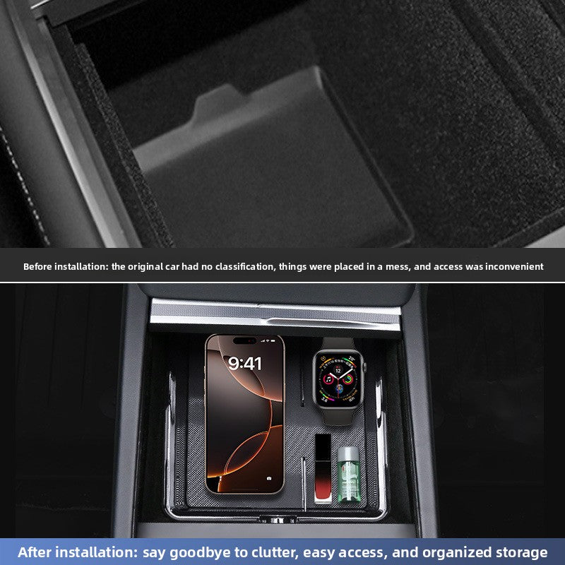 [Aisen] for Tesla Model Y Juniper Model 3 Highland Control Hidden Storage Box Drawer Clear Black ABS Interior Organizer Car Storage Box**