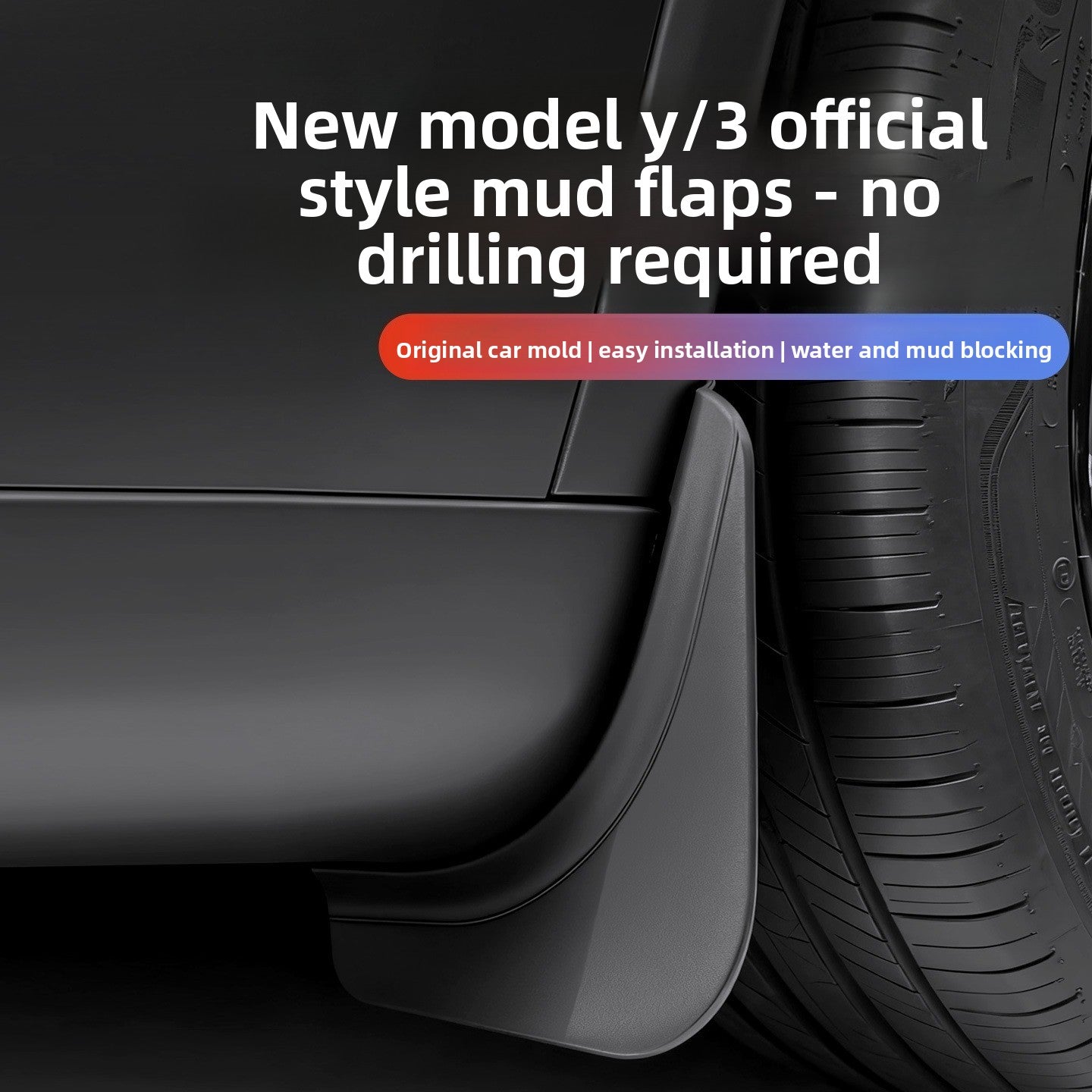 No-Drill Mud Flaps Splash Guards for Tesla Model 3 Highland & Model Y Juniper – Flexible TPE 4-Pack