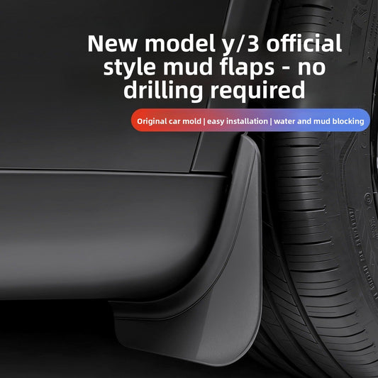 No-Drill Mud Flaps Splash Guards for Tesla Model 3 Highland & Model Y Juniper – Flexible TPE 4-Pack