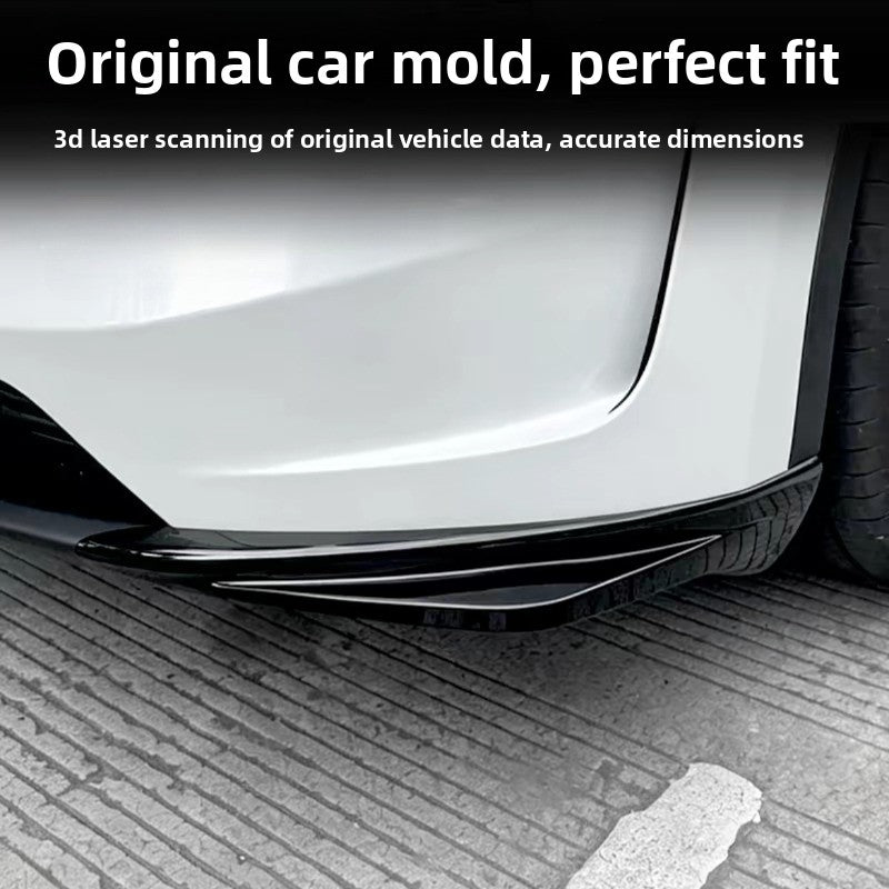 [Aisen] Front Bumper Protector Lip Corner Guard Anti-Scratch Bumper Winglet Spoiler for Tesla Model 3 Highland Model Y Juniper （Premium Luxury High-Toughness Automotive ABS 2-Piece Set）