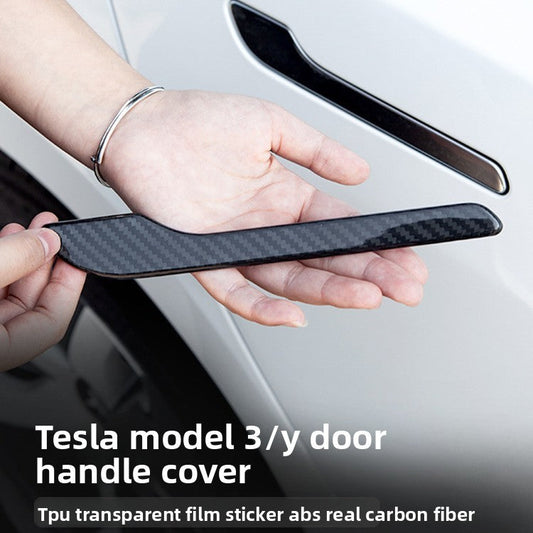 [Aisen] Exterior Door Handle Wrap Cover Stickers Anti-Scratch Protector Film for Tesla Model Y Model 3 (Premium 3D ABS Full Set 4-Pack)