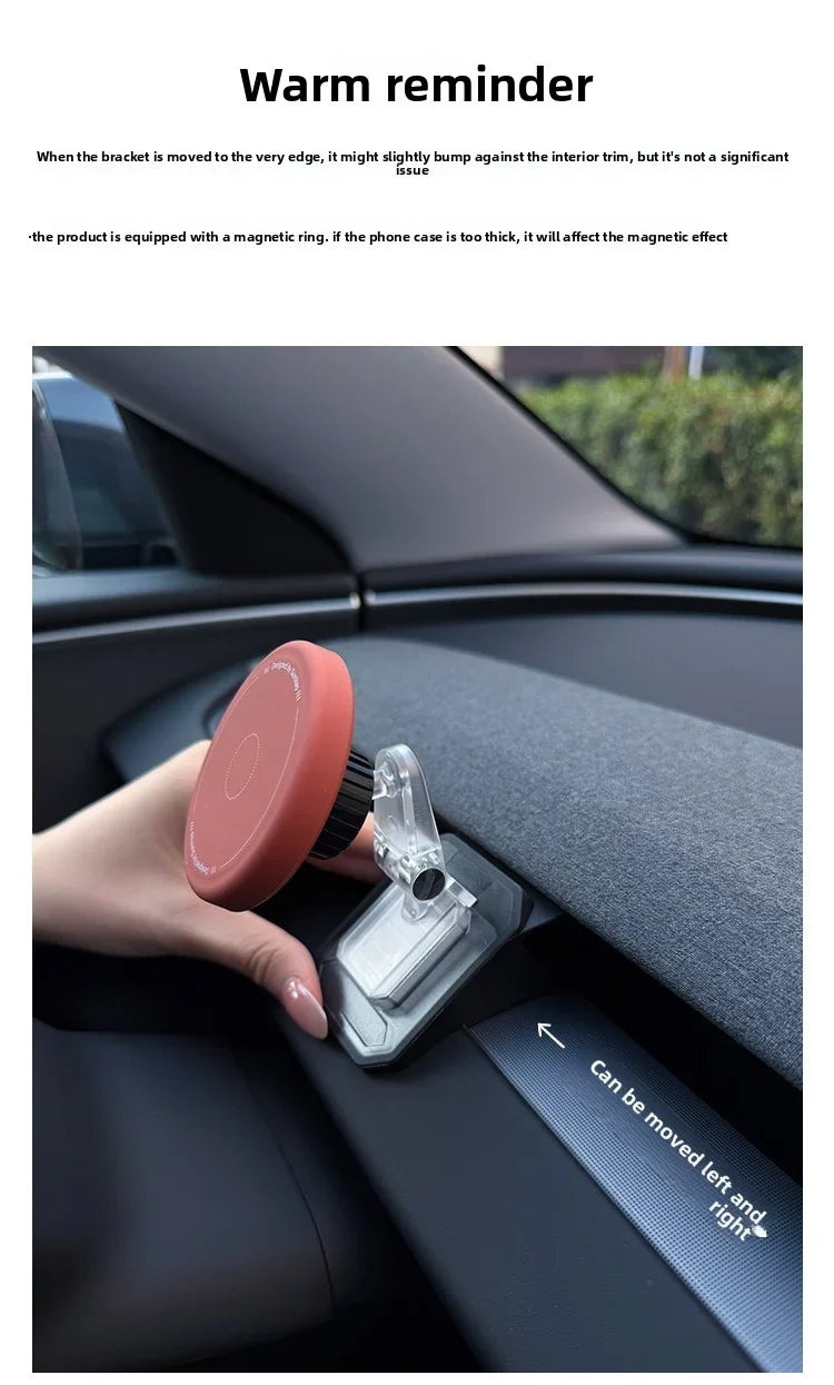 [Aisen] for Tesla Model 3 Highland Model Y Juniper Magnetic Car Phone Holder Silicone Magnetic Suction Dashboard Mount MagSafe Compatible Trend Accessories