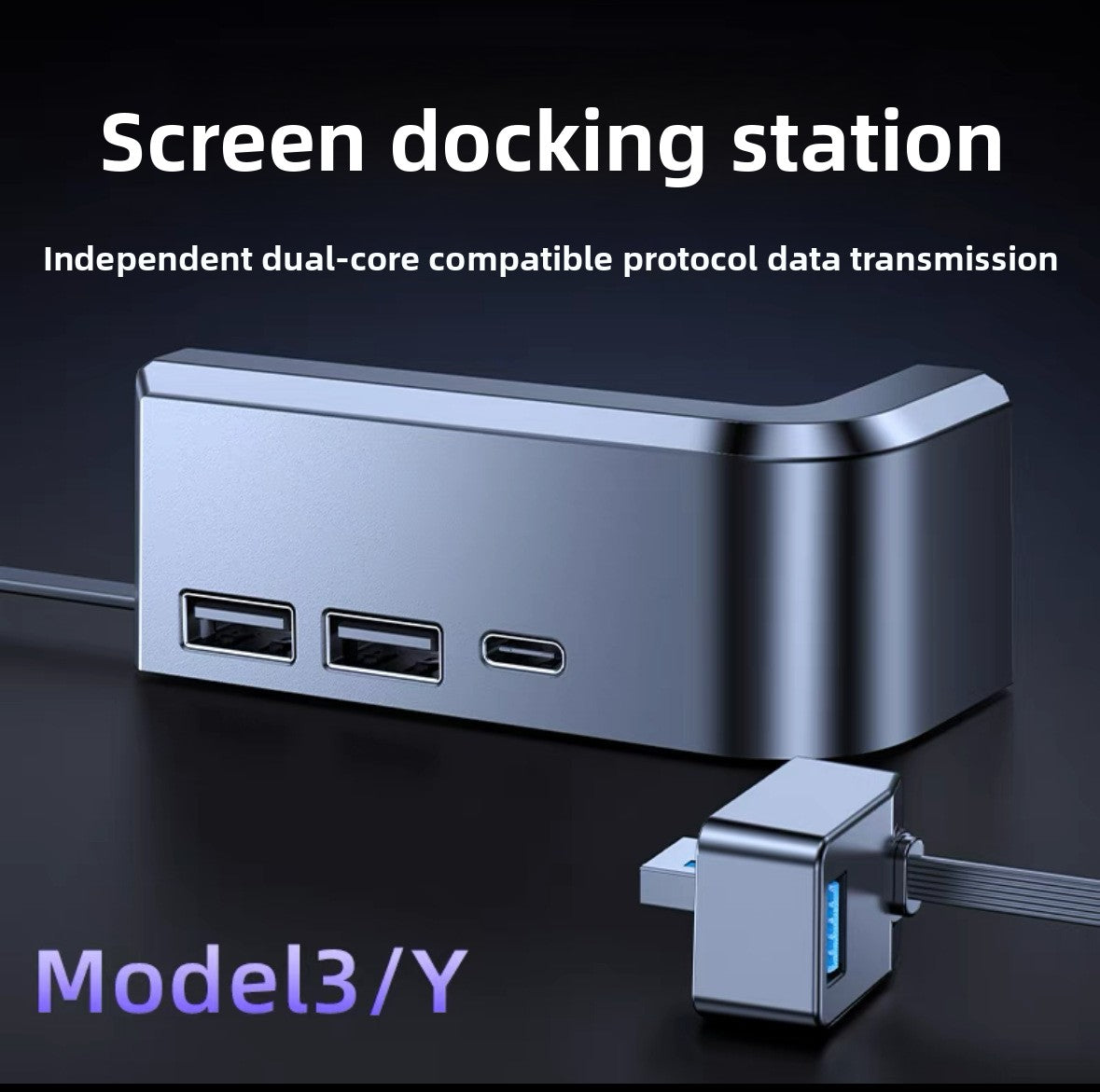 [Aisen] Multi-Port USB Screen Expansion Hub for Tesla Model Y Juniper & Model 3 Highland (Premium Fireproof Material, Multi-In-1 USB A+C Fast Charging)