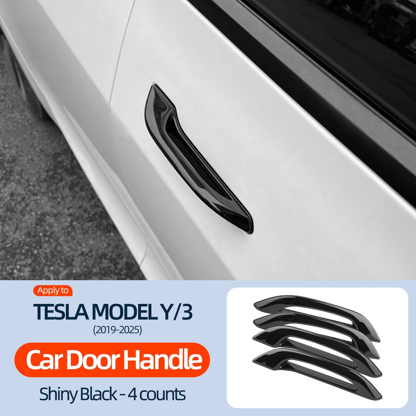 [Aisen] Exterior Door Handle Assist Puller Anti-Freeze Cold-Weather Opener for Tesla Model 3 Model Y 2021-2026 (Premium Weatherproof Sub-Zero High-Impact Polymer, 4-Pack Complete Door Set)