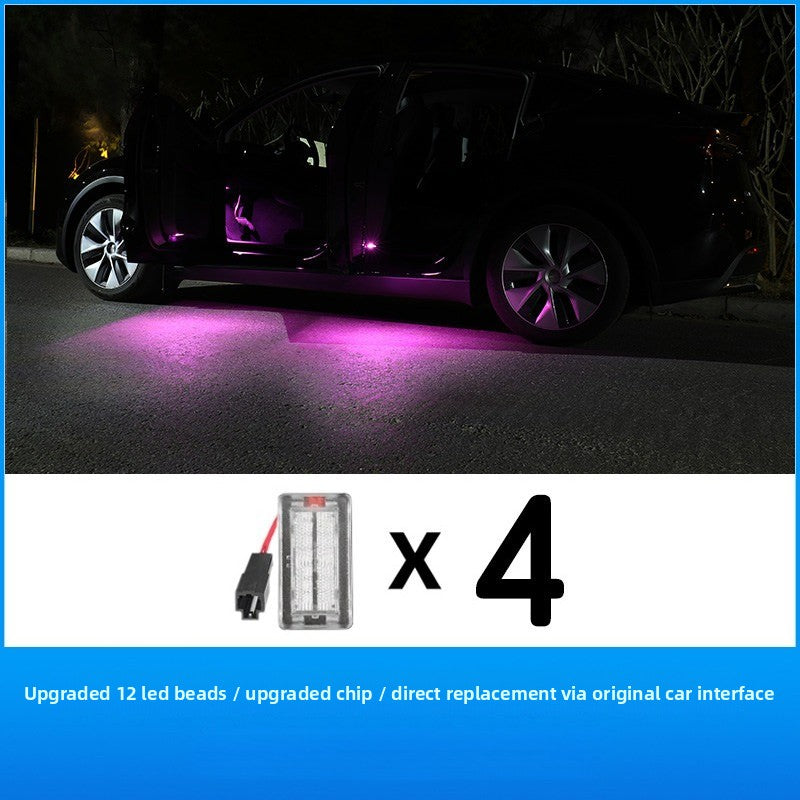 [Aisen] for Tesla model 3 model y model s model x 2021+welcome light (advanced fire-proof PC and high-output LED matrix, super bright 4 pieces)