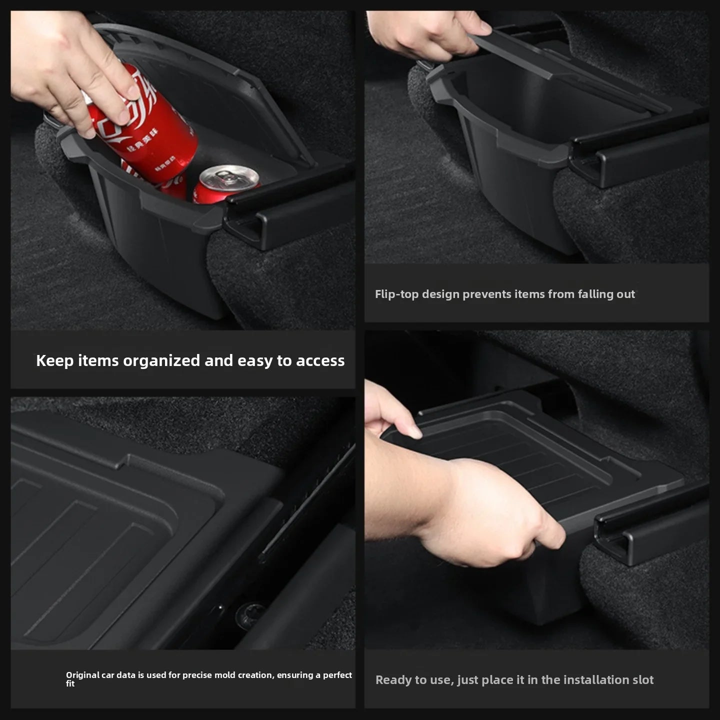 [Aisen] Center Console Armrest Organizer Rear Seat Hidden Storage Box for Tesla Model Y Juniper 2025+ (Premium Shockproof Silicone, Anti-Rattle 1-Pack)